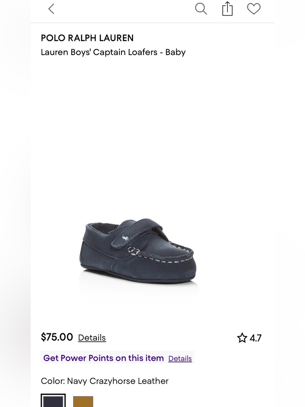 Polo by Ralph Lauren Navy Baby Moccasins with White Stitching